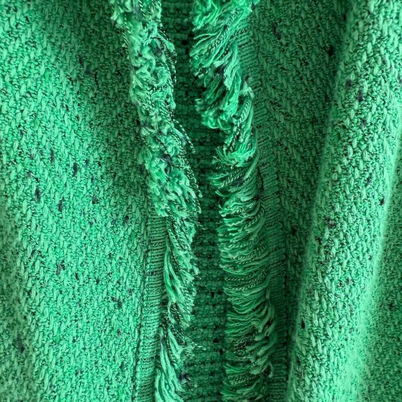 Nic + Zoe Michaela Fringe Mix Knit Open Front Jacket Women's Size XL Green - Picture 4 of 11